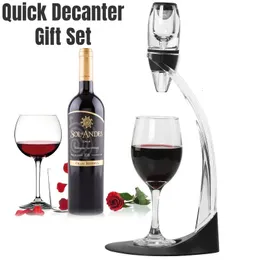 Profissional mágico vinho tinto decanter pourer com suporte de filtro dispensador de aerador de ar rápido para casa jantar barra conjunto essencial 240123