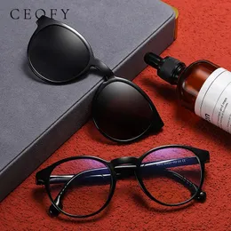Ceofy женские очки в оправе модные оптические круглые солнцезащитные очки для близорукости мужские очки по рецепту с солнцезащитным зажимом на магните 240131