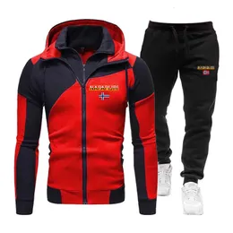 Autumnwinter Fashion zamek błyskawiczny długie spodnie Ustaw męską fitness i sport 240202