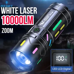 Falllampor facklor 10000 lm ficklampa superljust zoombar fackla ljus laddningsbar vattentät blixt för camping vandring utomhusfiske