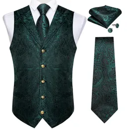 Роскошный шелковый мужской костюм, жилет с галстуком, зеленый, белый, синий, красный, с узором пейсли, свадебная вечеринка, жилет для жениха, смокинг, куртка без рукавов 240119