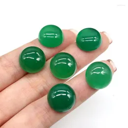 Loose Gemstones 100pcs/Lot 6mm-14mm Round Green Agate Flat Bottom Cabochon Natural Stone