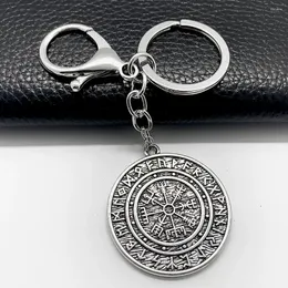 Anahtarlık Moda Büyük Boyut Yuvarlak Metal Viking Celtic Rune Desen Kolye Anahtarlık Dini Şanslı Muska Takı Anahtar Yüzük