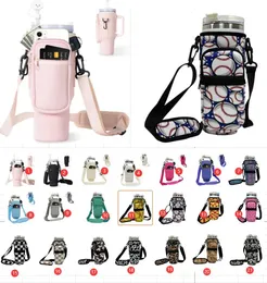 Outdoor Bags Baseball Softball Neoprene 2 in 1 Water Bottle Carrier Bag With Pouch Colorful 40oz Tumblers Bags With Strap Storage car bag Holder