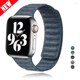 Cinturini per orologi Cinturino in denim originale per cinturino Apple 44mm 40mm 45mm 49mm 41mm Bracciale in nylon con anello magnetico IWatch Serie 9 8 SE 7 Ultra