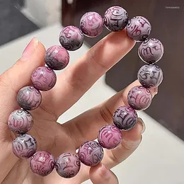 Braccialetti con perline di fluorite naturale lucidato da 12 mm per Femme Quarzo viola Bracciale con energia fortunata Gioielli da donna Bel regalo di compleanno
