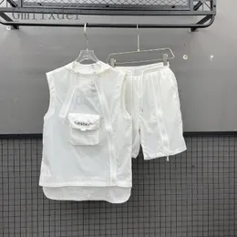 SOMMER SPORTS LEASURE SUITS YOUNG MENS ARBETSKRAVLIGA Design Vest Shorts Twopiece Set Men Eesthetic Urban Streetwear 240202