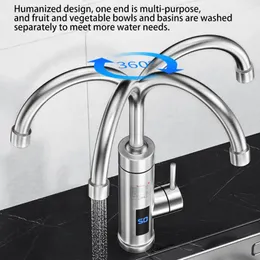 Kitchen Faucets 3000W Electric Water Heater Faucet LCD Display Fast Heating Tap 360 Degree Adjustable Tankless For Sink