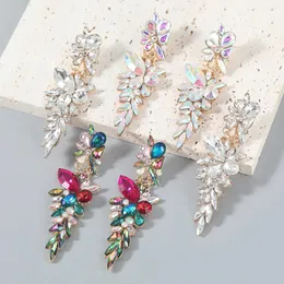 Dangle Earrings Pauli Manfi Fashion Metal Rhinestone Flower Long Women's Shiny Party Accessories