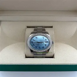 Relógio de luxo mundial da marca Melhor versão Relógio Datejust II 41mm Moldura de diamante personalizada azul Mostrador árabe automático ETA Cal.3235 relógio com 2 anos de garantia RELÓGIOS MENS