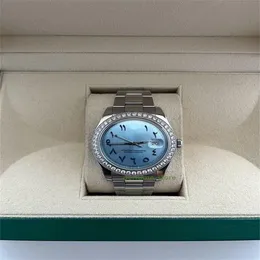 Orologio di lusso mondiale di marca Migliore versione Orologio Datejust II 41mm Lunetta personalizzata con diamanti blu Quadrante arabo automatico ETA Cal.3235 Orologio 2 anni di garanzia OROLOGI DA UOMO