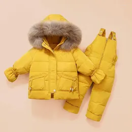 Casaco para baixo modx jaquetas de inverno meninas macacão 2 pçs ternos engrossar roupas infantis parkas criança snowsuits casacos roupas do bebê conjunto