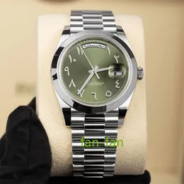 Relógio de luxo mundial da marca Melhor versão Relógio Verde Árabe Idioma Dial Platinum 228206 Novo relógio automático ETA Cal.3285 com 2 anos de garantia RELÓGIOS MENS