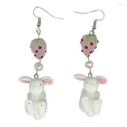 Dangle Earrings Strawberry Earring Handmade Bunnys Pendants Earwears Ears Ornaments Fruit Ear Hangers For Women