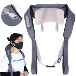 Massaggiatore elettrico per il collo 5D Impastare Massaggio Shiatsu Scialle a forma di U Cuscino per massaggio chiropratico per alleviare il dolore alla spalla del collo 240202