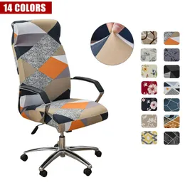 Stretch Computer Chair Cover med armar blommor tryckt kontor roterande stol slipcover skrivbord fåtölj täckning säte täckning antidirty 240219