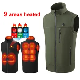 USB Heating Vest Jacket Men Winter Warm Vests Infrared 9 Heating Areas Vest Jacket Electric Heated Vest Male 240125