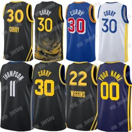 مخصص Stephen Curry Basketball Jersey Klay 11 Thompson Andrew Wiggins Draymond Green White Black Blue Blue Mens Chris Paole Poole Kevon Looney