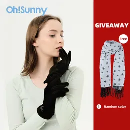 Ohsunny Winter Gloves Women Warm Plush Full Finger Mittens Touch Screen Outdoor Windproof Lock温度運転サイクリング240201