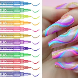 1 SET Graffiti Nail Pen för 3D Nail Art Diy Metal Shining Nail Polish Pen Waterproof Nail Drawing Point Manicure Tools 240129