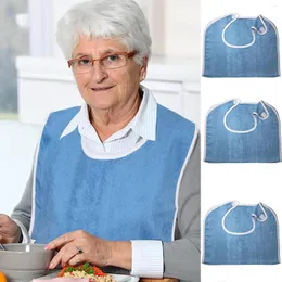 Toalha adulto babador pano azul idosos macio e confortável comer pode ser chef chapéu avental para adultos