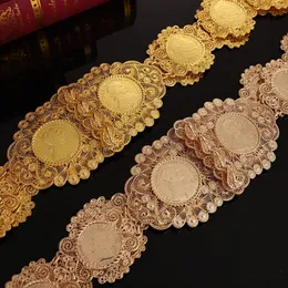 French Rich Gold Color Coin Belt for Women Algerian Traditional Caftan Wedding Dress Belts Napoleon Figure Royal Waist Chains 240127