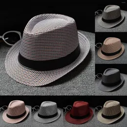 Breda brim hattar retro jazz hatt brittisk sol klassiker solenergi design formell gorras para hombres mode koreansk version