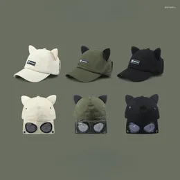 Berretti da baseball Designer Brand Hip Hop Occhiali da aviatore Berretto da baseball Femmina Cute Cat Ears Circonferenza della testa grande all'indietro Indossando un cappello da anatra da uomo