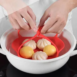 Doppia Caldaia A Vapore Vassoio di Frutta Pieghevole A Scomparsa Maniglia con Fibbia Piccoli Utensili da Cucina per Rack Isolante Termico in Silicone