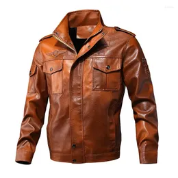Odzież motocyklowa sprężyna i jesienna wypoczynek na skórzane ubrania haftowany płaszcz roboczy multi kieszeni