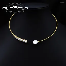 ペンダントGlseevo Natural Freshwater Pearl Choker Fashion 2024女性のための誕生日パーティーネックレス高級ギフトジュエリーGN0301