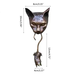 Duvar Asma Güzel Kedi Kapı Knocker Heykel Kedi Fare Süsleri Dekorasyon Açık Bahçe Heykel Ev 240130
