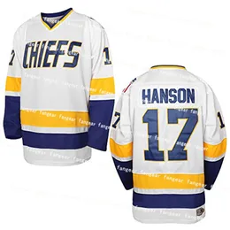 Hanson Brothers Hockey Jersey 16 Charlestown Chiefs 17 Jeff Slap Shot 18 Movie Hockey Jersey Blue White S-3XL