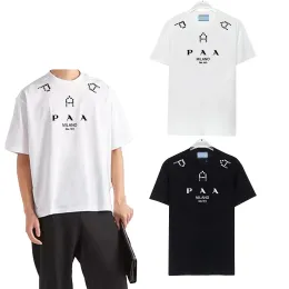 Новинка 2024 года, мужская футболка с треугольниками, брендовая высококачественная хлопковая модная брендовая футболка с короткими рукавами, мужская тяжёлая пара, подходящая друг к другу