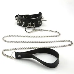 Belts Sexy Leather Dark Exaggerated Collar Street Po Traction Rope Chain Tuning Neck Sleeve Loli Binding Necklace