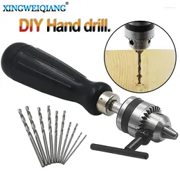 Professional Hand Tool Sets Adjustable Pin Vise Model Drill With Chuck Capacity 0.6-6mm Fit Bits Screwdriver Bit Plus 10pcs