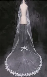 Veu de Noiva Longo 2020 Whitered Cheap Cathedral Wedding Veil Wedding Accessories Spets Bridal Veil spetsslöja 3 meter8819756