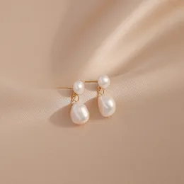 Minar Elegant Baroque Freshwater Pearl Earring Gold Copper Long Dangle Earrings girl girl whending Jewelry 240202