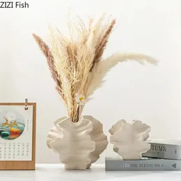 創造的な不規則なしわの花瓶抽象クラフトセラミック植木鉢デスク装飾磁器の花アレンジメント花瓶240122