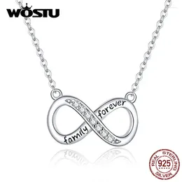 Ciondoli WOSTU Reale 925 Sterling Silver Infinity Love Collane con pendente Forever Family Cross Design Catena a maglie per gioielli da donna CQN352