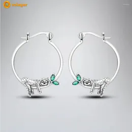 أقراط مسمار Volayer 925 Sterling Silver Sloth Hoop للنساء الهدية المجوهرات الأزياء الإناث