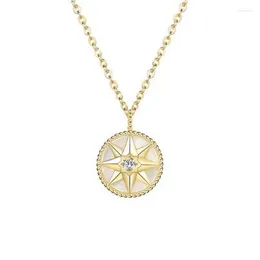 Ожерелья с подвесками Rose Des Vents Compass, модное ожерелье, серьги, комплект для женщин, позолоченные с натуральным драгоценным камнем # FK037