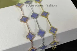 Fyra Leaf Clover Armband Cleef Van Designer Armband Vanly Armband Clefly Luxury Brand Love Charm för kvinnor Purple Stone Turkiet Konsekvent tennis Nagellärare