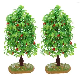 Dekoratif çiçekler 2 adet simülasyon ağaç modeli oyuncaklar meyve dekorasyon modelleri mini kum masası bitki çeşitlilik düzeni minyatür ağaçlar