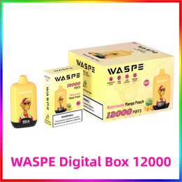 Orijinal Waspe Dijital Kutu Puf 12000 Tek Kullanımlık Vape Pod Cihaz Vapers Puflar 12K/10K Şarj Edilebilir E Sigara Waspe 12000 Bang 15000 Bang King Bang Box