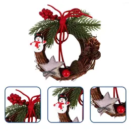 Decorative Flowers Christmas Wreath Vine Branch Garland Decoration For Holiday Craft Or Wedding Supplies ( Snowman Star )