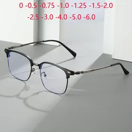 Óculos de sol azul luz bloqueando estudante miopia óculos com prescrição moda mulheres homens quadrados miopes lunettes dioptria 0 -0.5 -1.0 a -6