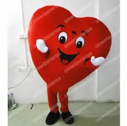 أداء Red Love Heart Mascot Conture Halloween Cartoon Forme Suit Xmas Xmas Outdoor Party Outfit للجنسين للملابس الإعلانية الترويجية للجنسين