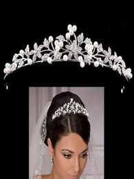 12 шт., блестящая тиара со стразами и жемчугом, повязка на голову, имитация ювелирных изделий, аксессуары для волос, корона для невесты, принцессы, вечеринки по случаю дня рождения, диаметр 15613387