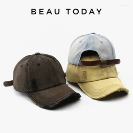 ボールキャップBeautoday Baseball Cap Women Denim Cotton調整可能なソリッドカラーオールドスクールレトロY2KハットスプリングレディースアクセサリーH28